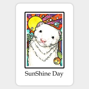 Happy Sunny Ferret - Sunshine Day - Black Outlined Version Sticker